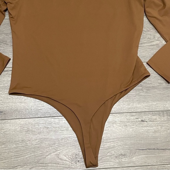 Nuuds Women’s Scoop Neck BodySuit Long Sleeve Brown Size XXL - Picture 8 of 8